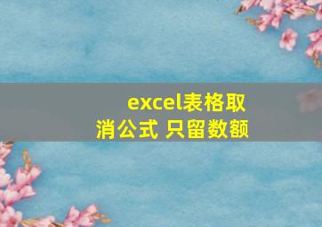 excel表格取消公式 只留数额